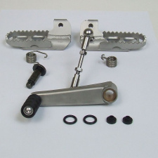 Complete set footpegs, lowered, and short gear shift stainless steel for BMW R 80G/S to 01/84