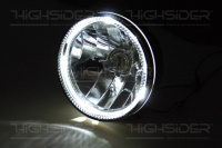 5 3/4 inch headlamp SKYLINE with LED ring, chrome, clear lens